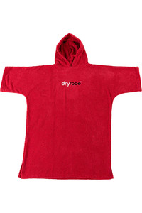 2023 Dryrobe Junior Organic Cotton Hooded Towel Changing Robe / Poncho V3 V3OCTV3 - Red
